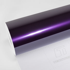 Roll of TeckWrap Silent Purple (GAL34-HD) glossy vinyl wrap with branded backing paper
