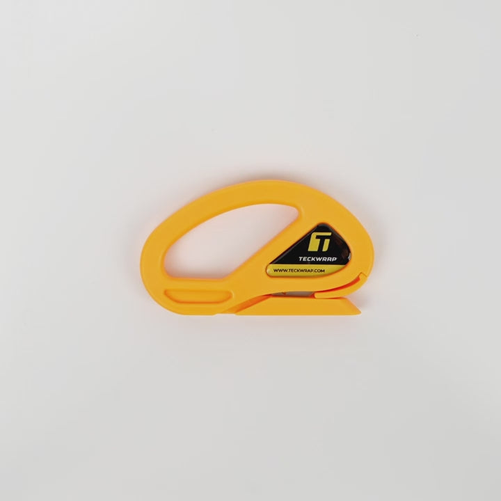 TeckWrap Safety Cutter – ergonomic yellow vinyl wrap cutting tool with concealed blade for safe film and PPF trimming