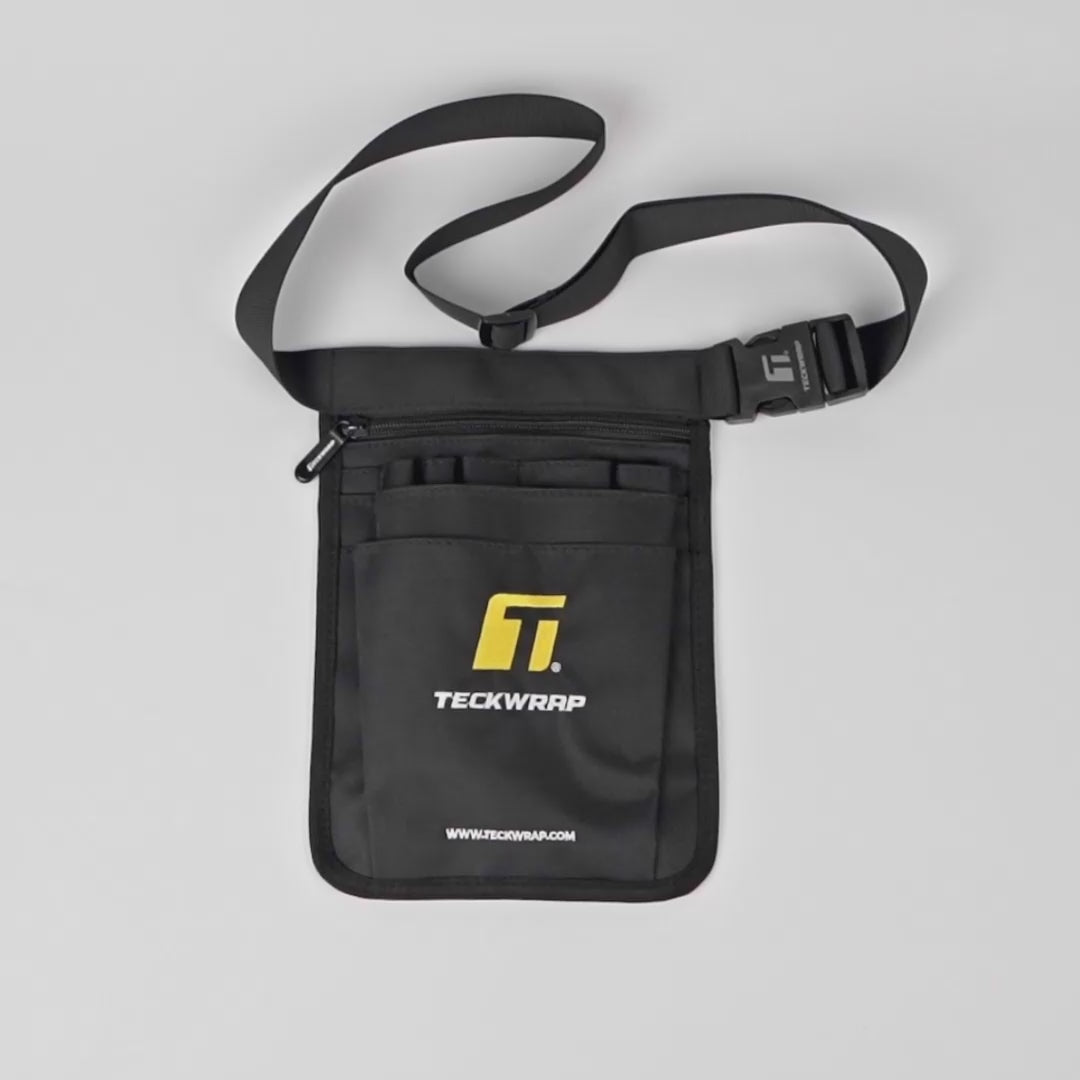 TeckWrap black tool pouch with adjustable strap – durable organizer bag for vinyl wrap tools and accessories