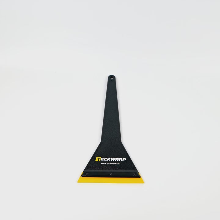 TeckWrap Extended Hybrid Triangle Polyurethane Scraper – long handle vinyl wrap tool with durable yellow edge for car wrap and PPF installation