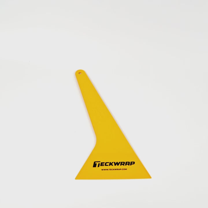 TeckWrap Triangle Tint Scraper – yellow polyurethane scraper tool for car window tint, vinyl wrap, and PPF installation
