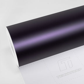 Satin Metallic Black Tulip Vinyl Wrap SMT22 roll with dark black-purple finish on TeckWrap backing liner