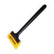 TeckWrap Window Tint Rubber Squeegee with long ergonomic black handle and durable yellow silicone blade, angled view showcasing premium build for professional vinyl wrapping, window tint installation, and adhesive film applications.