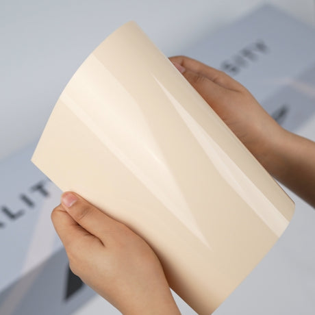 TeckWrap A5 Pure Color PPF sample in soft cream beige color