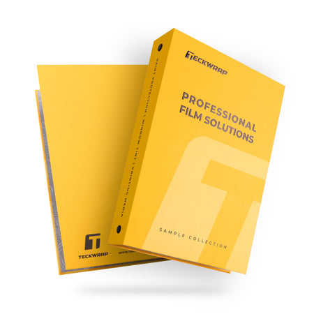 TeckWrap Clear PPF and Window Film Sample Book displayed with front and back covers on a white background