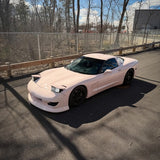 Mazda RX-7 wrapped in TeckWrap Super Gloss Strawberry Milk vinyl (CG50-HD), front three-quarter view