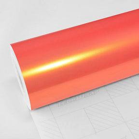 TeckWrap Coral Peach RB08-HD gloss metallic vinyl wrap roll with high-reflective finish