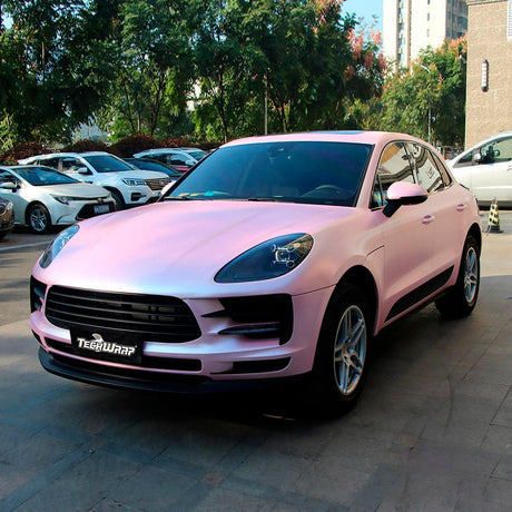 Porsche SUV with Cherry Blossom Pink Satin (ECH22) Vinyl Wrap by TeckWrap - Stunning Car Makeover