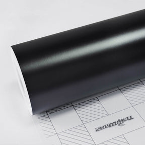 Roll of TeckWrap Satin Navy Black (ECH15) Vinyl Wrap showcasing its smooth, sophisticated satin finish ideal for elegant car customization.